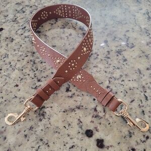Christmas Gift! Studded Brown Leather Bag Shoulder Strap New